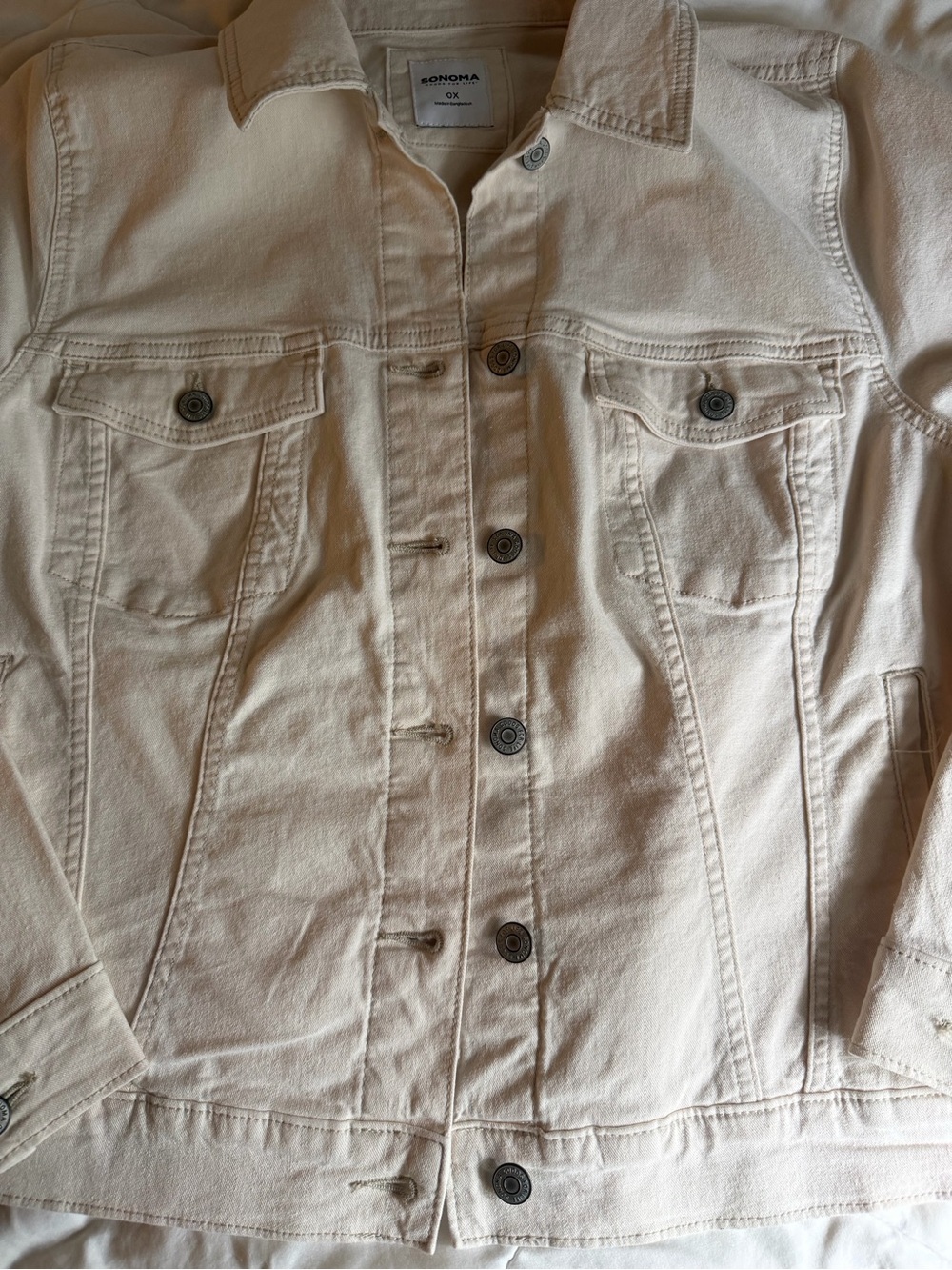 NWT sonoma plus size ecru denim 90’s trucker button up classic cotton jacket - Picture 3 of 9